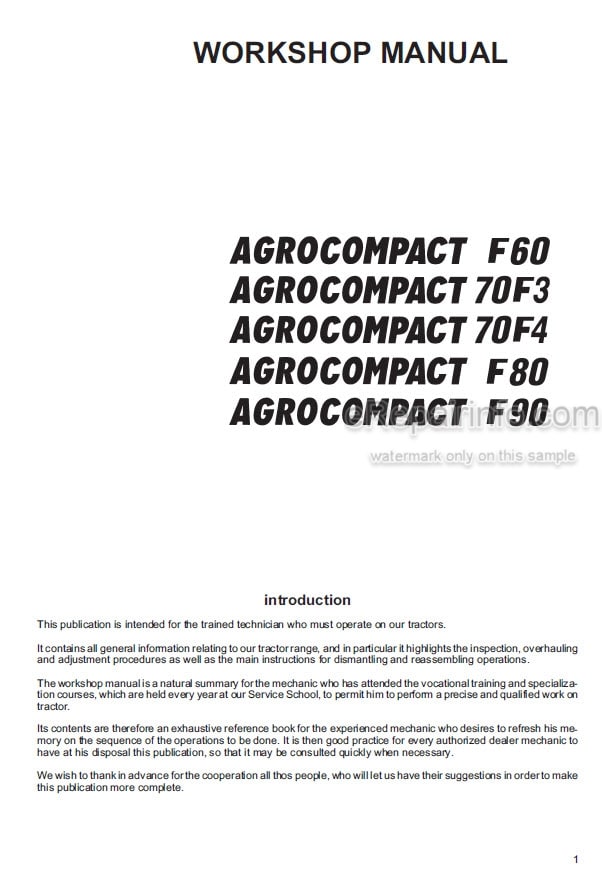 Photo 4 - Deutz Fahr Agrocompact F60 70F3 70F4 F80 F90 Workshop Manual Tractor 307.1069.3.6