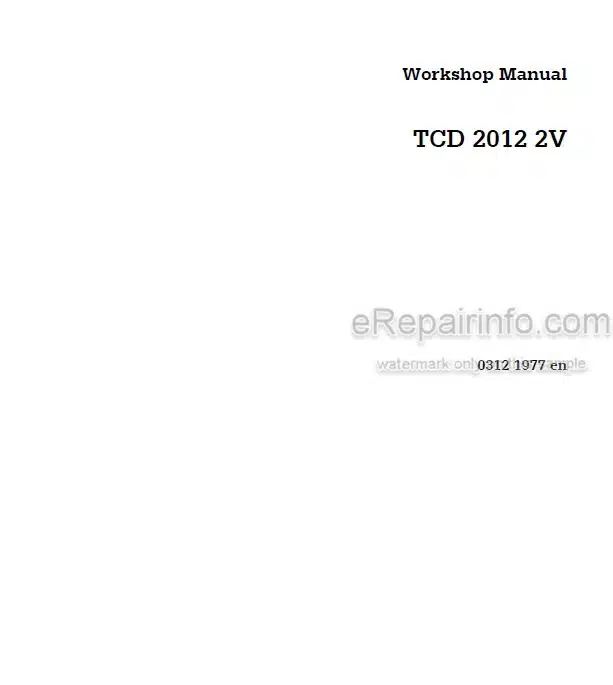 Photo 4 - Deutz TCD 2012 2V Workshop Manual Engine 03121977