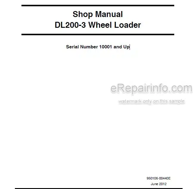 Photo 4 - Doosan DL200-3 Shop Manual Wheel Loader 950106-00440E
