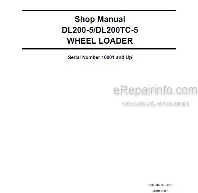 Photo 5 - Doosan DL200-5 DL200TC-5 Shop Manual Wheel Loader 950106-01249E