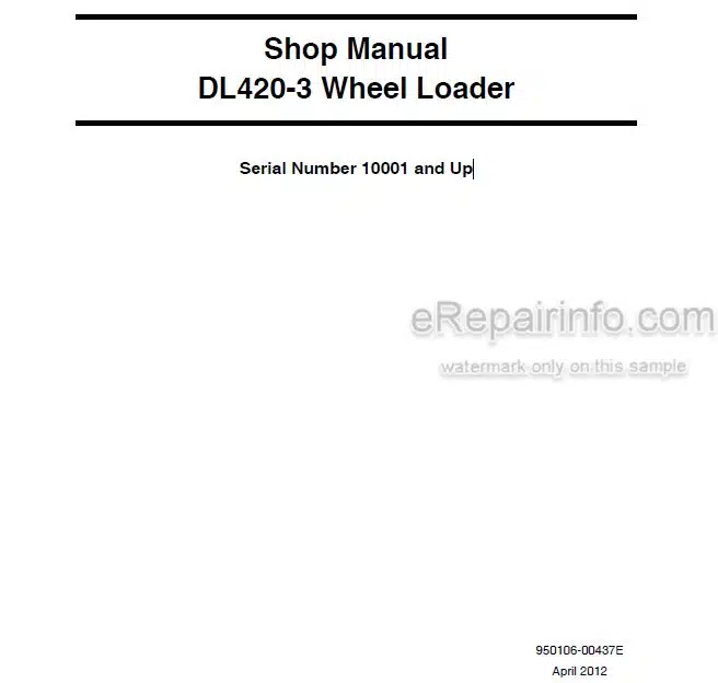 Photo 4 - Doosan DL420-3 Shop Manual Wheel Loader 950106-00437E