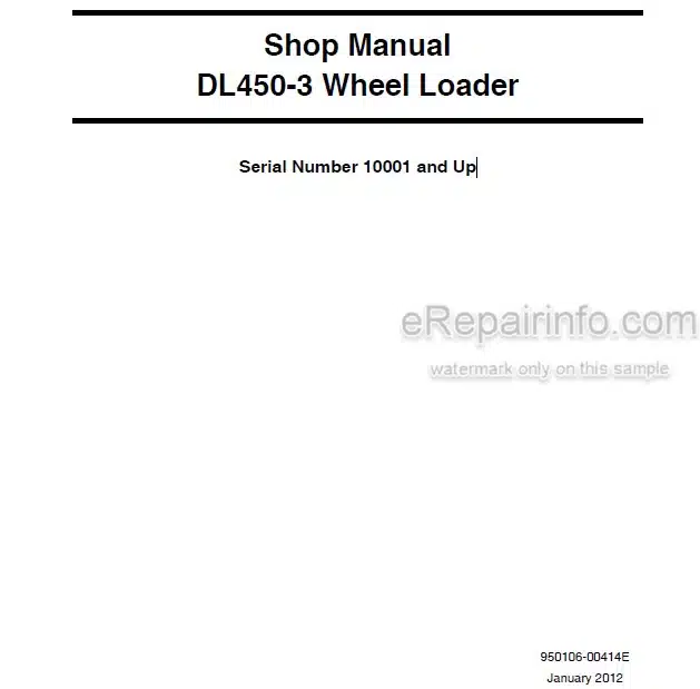 Photo 5 - Doosan DL450-3 Shop Manual Wheel Loader 950106-00414E