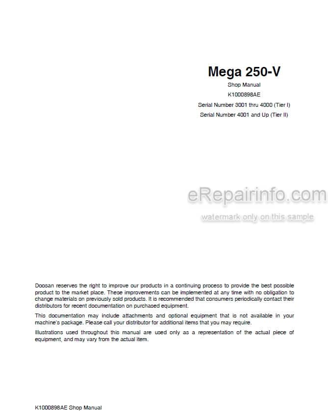 Photo 5 - Doosan Mega 250-V Shop-Manual Wheel Loader K1000898AE