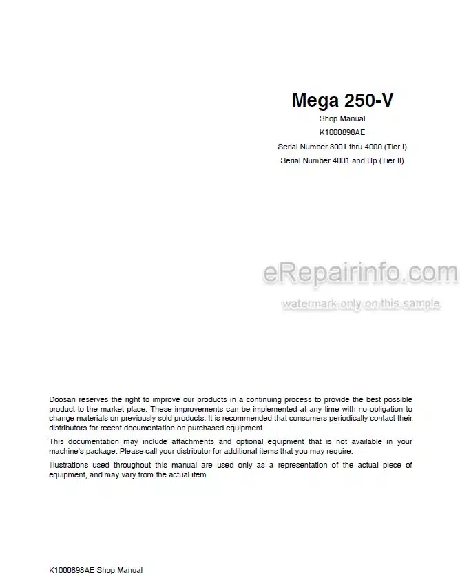 Photo 5 - Doosan Mega 250-V Shop-Manual Wheel Loader K1000898AE