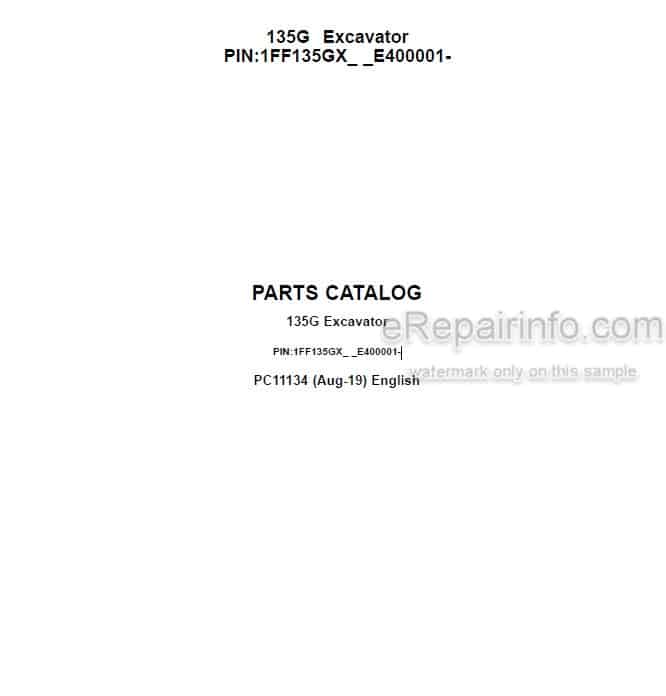 Photo 4 - John Deere 135G Parts Catalog Excavator PC11134