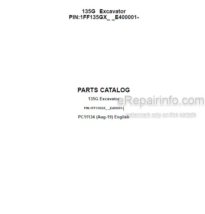 Photo 4 - John Deere 135G Parts Catalog Excavator PC11134