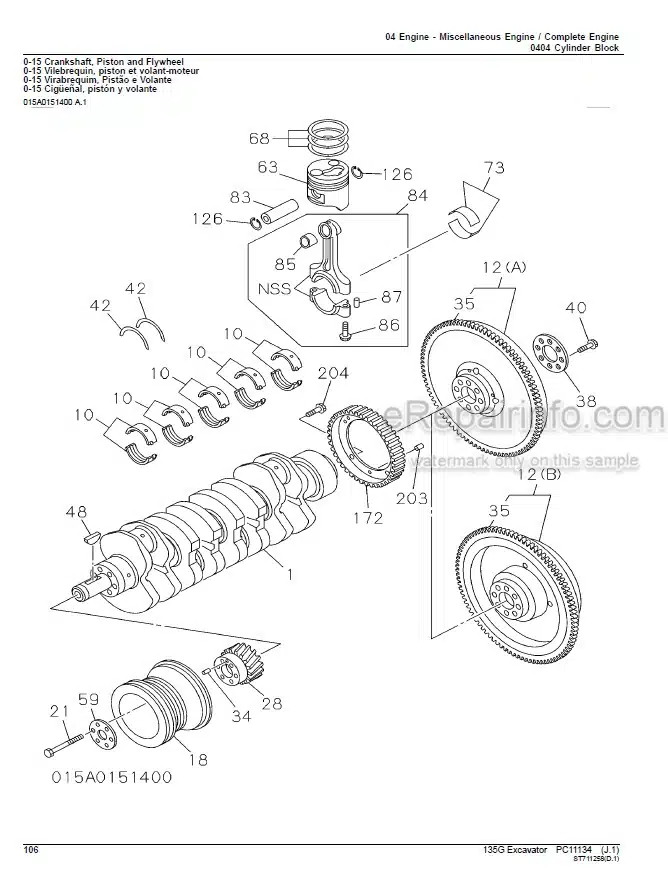 Photo 1 - John Deere 135G Parts Catalog Excavator PC11134