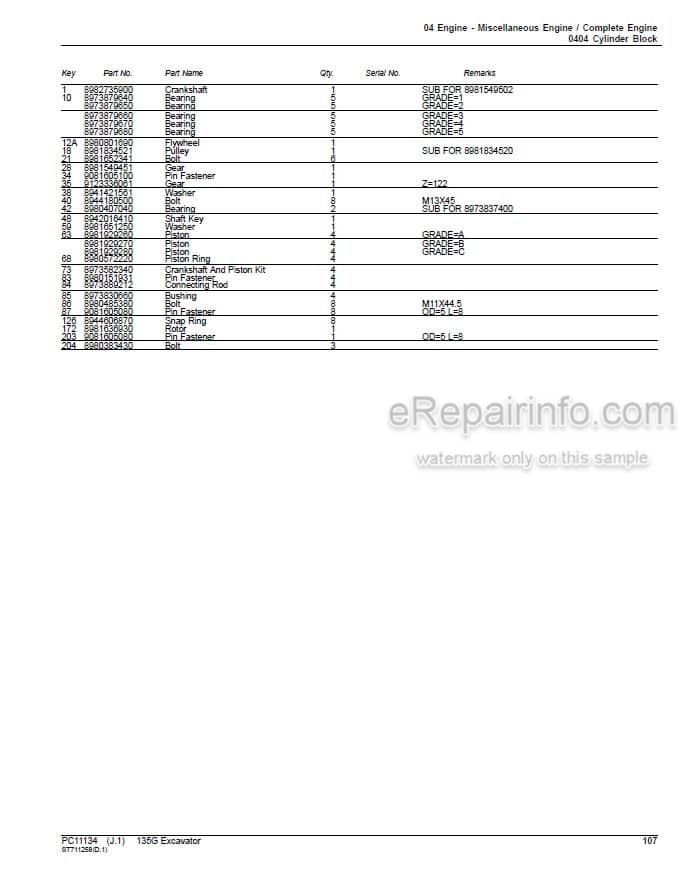 Photo 5 - John Deere 135G Parts Catalog Excavator PC11134