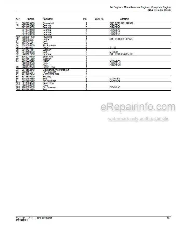 Photo 5 - John Deere 135G Parts Catalog Excavator PC11134