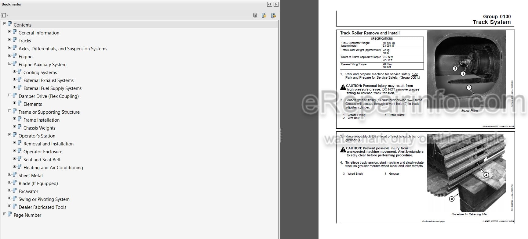 Photo 4 - John Deere 135G Repair Technical Manual Excavator TM14054X19