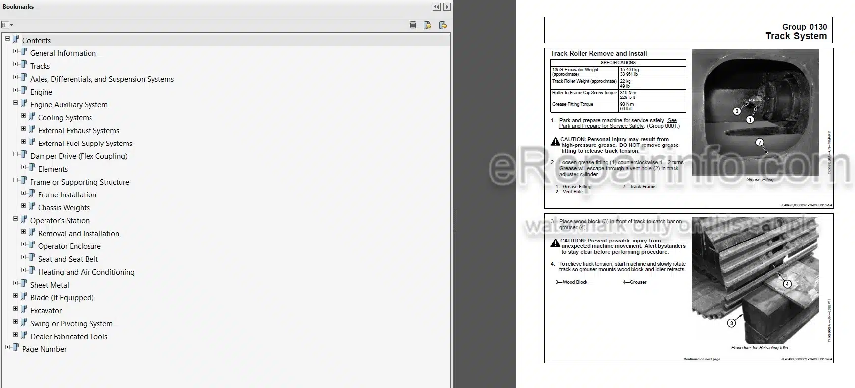 Photo 4 - John Deere 135G Repair Technical Manual Excavator TM14054X19