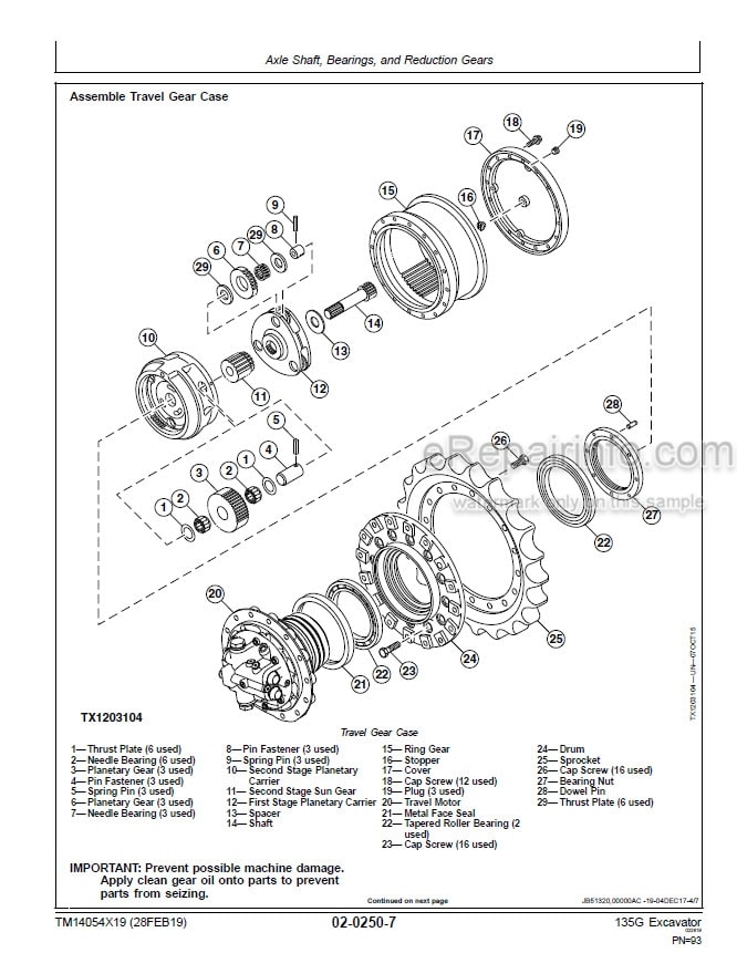 Photo 5 - John Deere 135G Repair Technical Manual Excavator TM14054X19