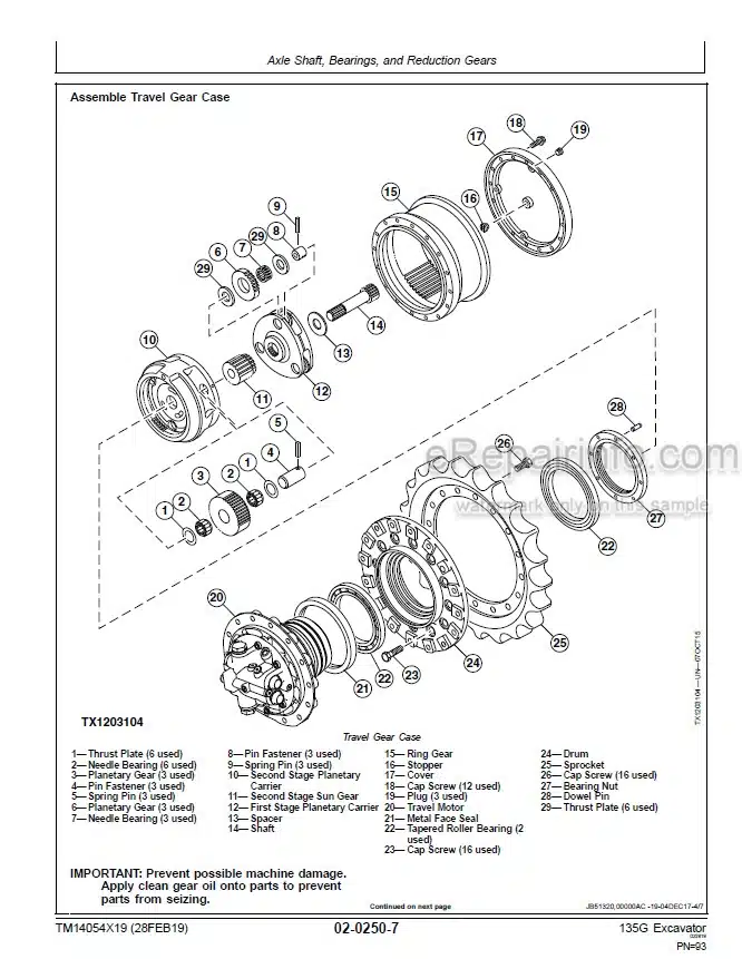Photo 5 - John Deere 135G Repair Technical Manual Excavator TM14054X19