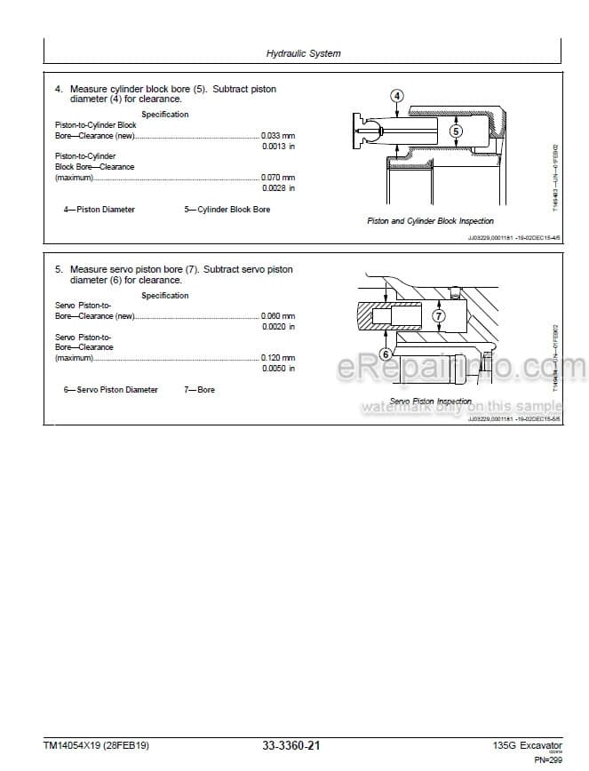 Photo 6 - John Deere 135G Repair Technical Manual Excavator TM14054X19