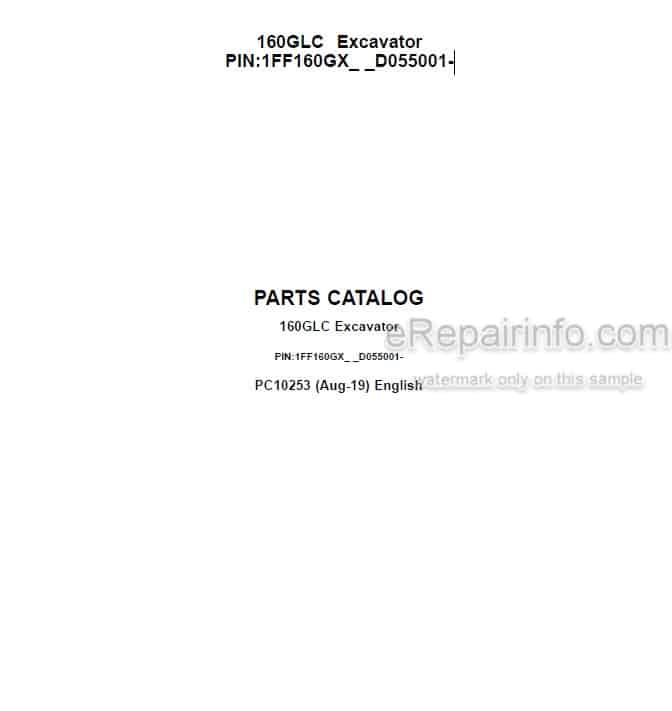 Photo 4 - John Deere 160GLC Parts Catalog Excavator PC10253
