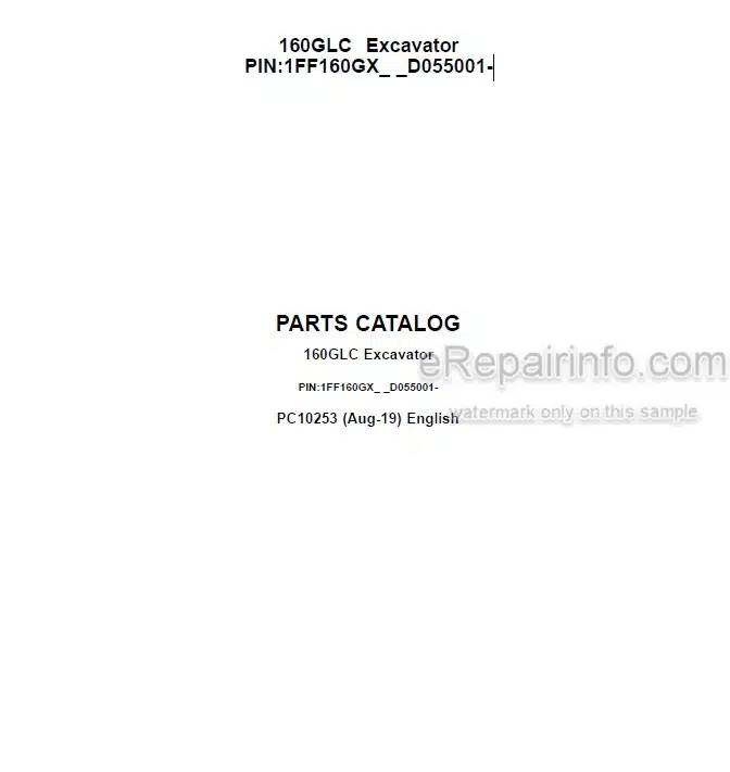 Photo 4 - John Deere 160GLC Parts Catalog Excavator PC10253