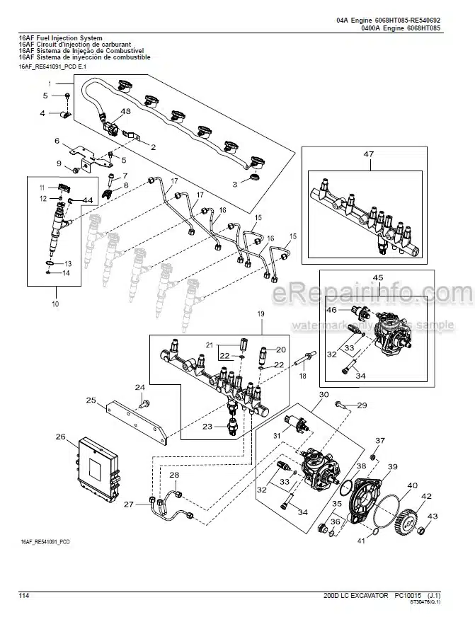 Photo 1 - John Deere 200D LC Parts Catalog Excavator PC10015