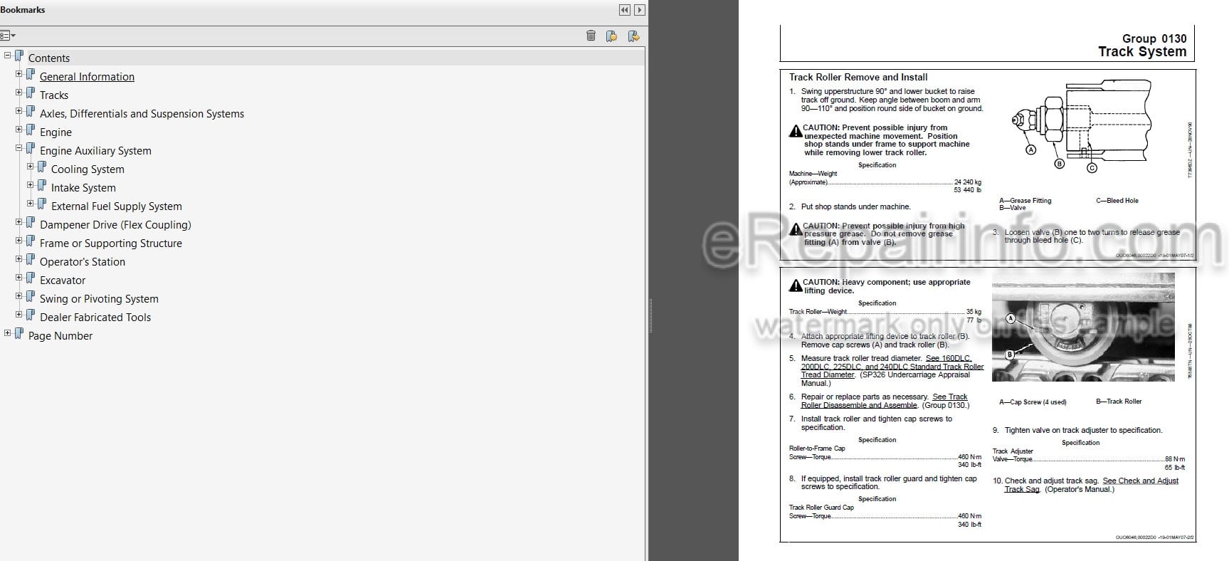 Photo 4 - John Deere 225DLC Repair Technical Manual Excavator TM10085