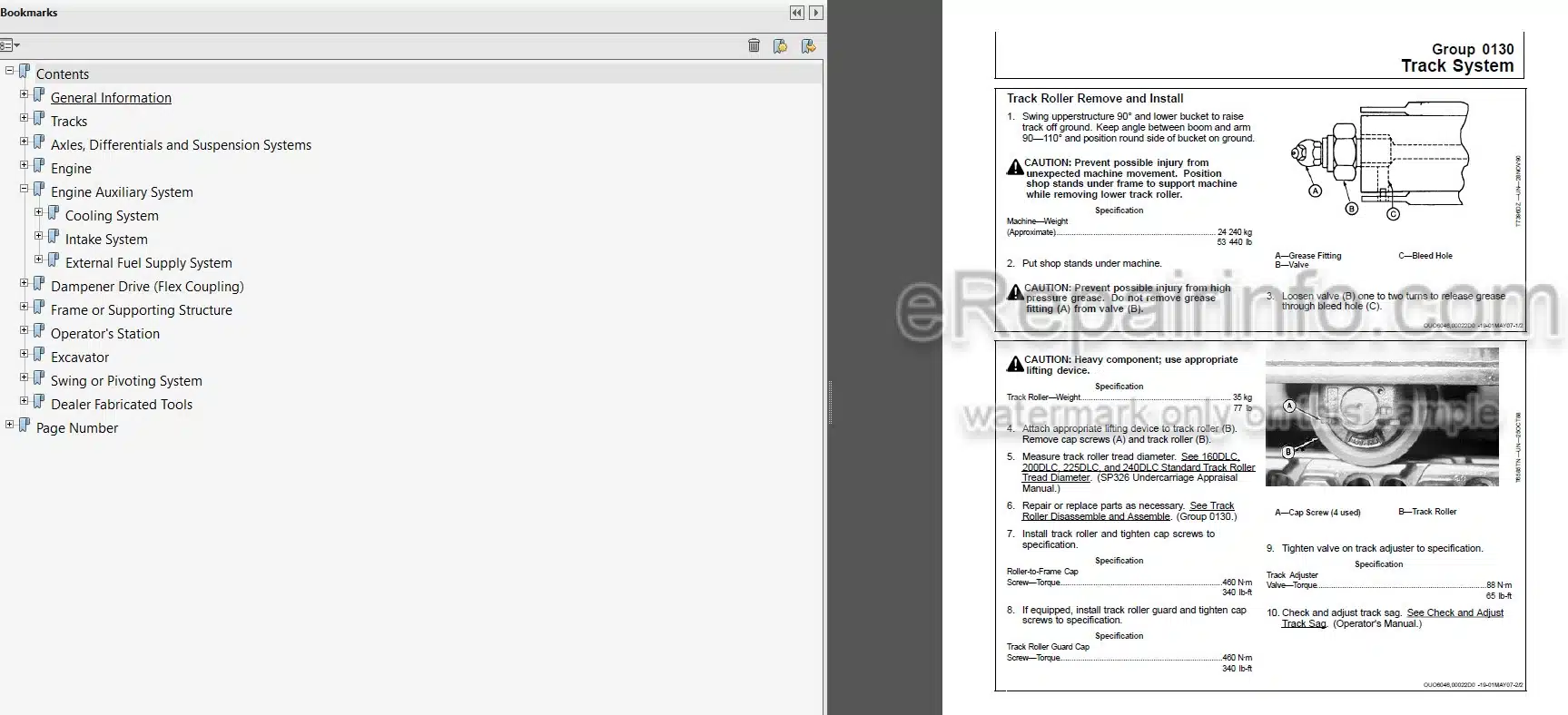 Photo 4 - John Deere 225DLC Repair Technical Manual Excavator TM10085