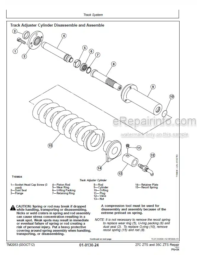Photo 3 - John Deere 27C ZTS 35C ZTS Repair Technical Manual Excavator TM2053