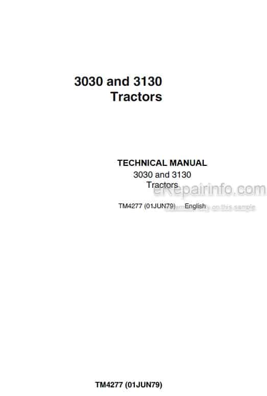 Photo 4 - John Deere 3030 3130 Technical Manual Tractor TM4277