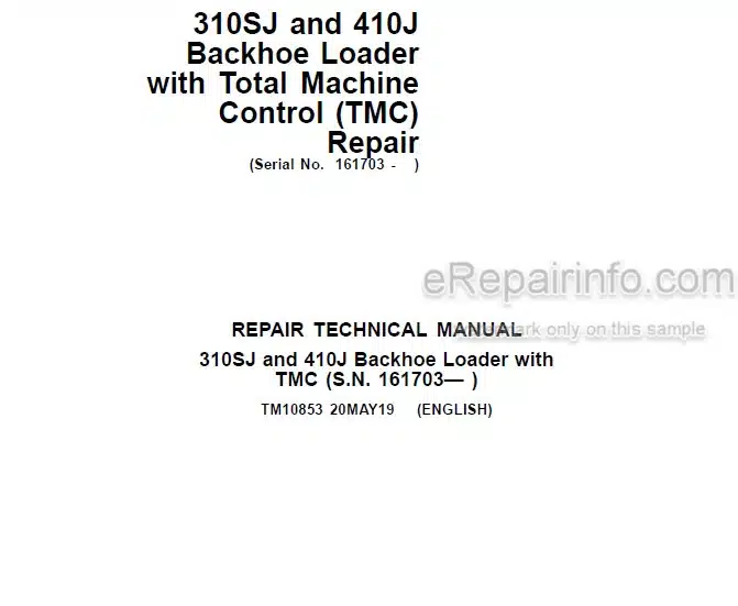 Photo 4 - John Deere 310SJ 410J Repair Technical Manual Backhoe Loader With TMC TM10853