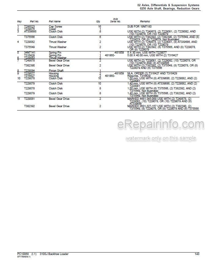 Photo 3 - John Deere 310SJ Parts Catalog Backhoe Loader PC10068