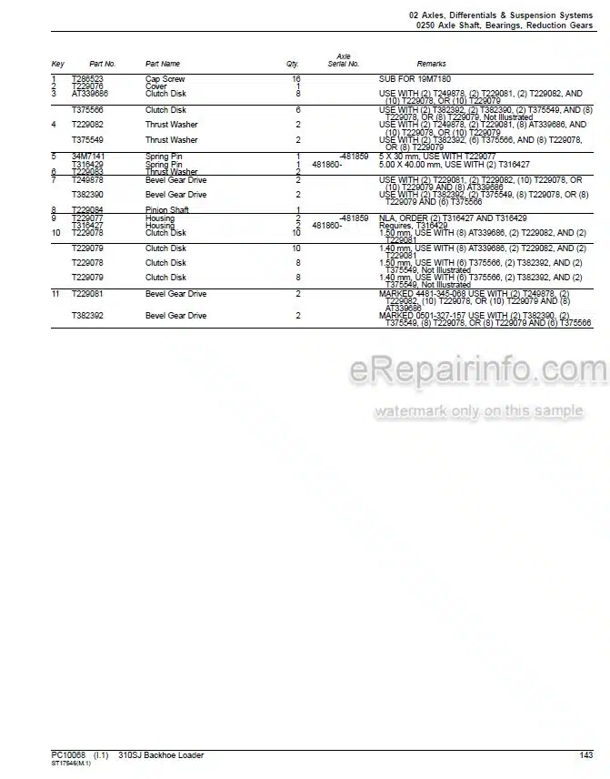 Photo 3 - John Deere 310SJ Parts Catalog Backhoe Loader PC10068