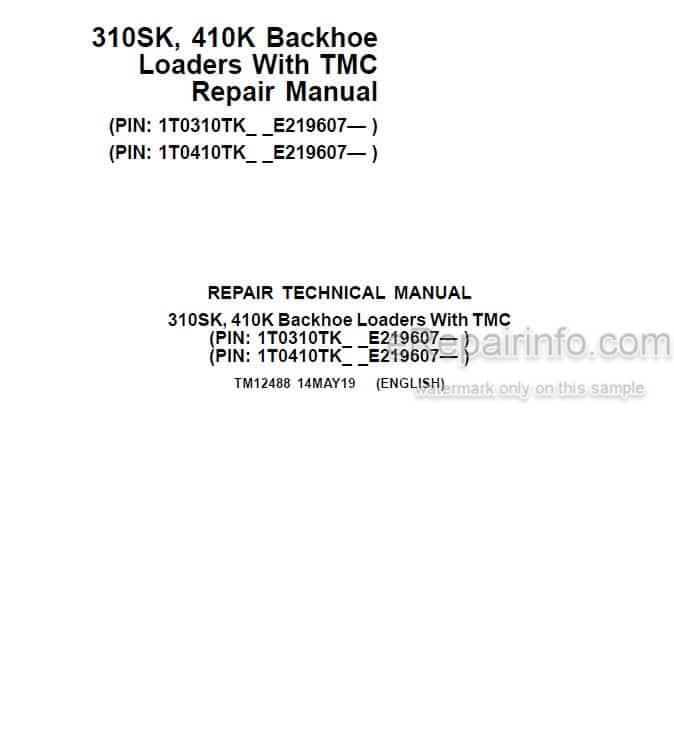 Photo 4 - John Deere 310SK 410K Repair Technical Manual Backhoe Loader With TMC TM12488