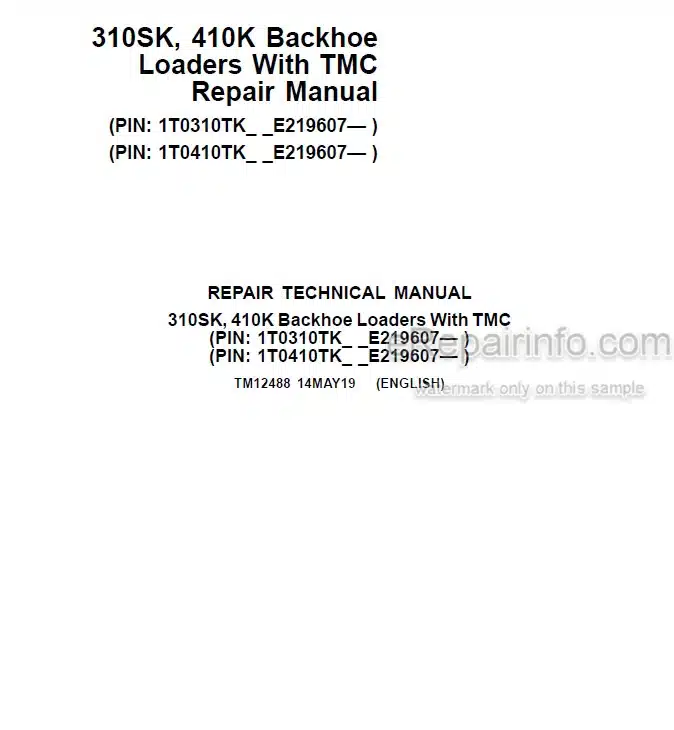 Photo 4 - John Deere 310SK 410K Repair Technical Manual Backhoe Loader With TMC TM12488