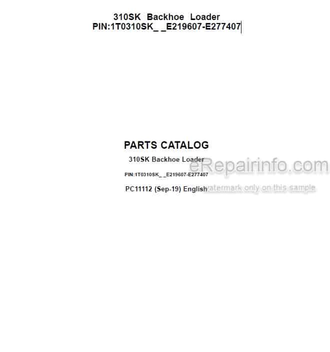 Photo 3 - John Deere 310SK Parts Catalog Backhoe Loader PC11112