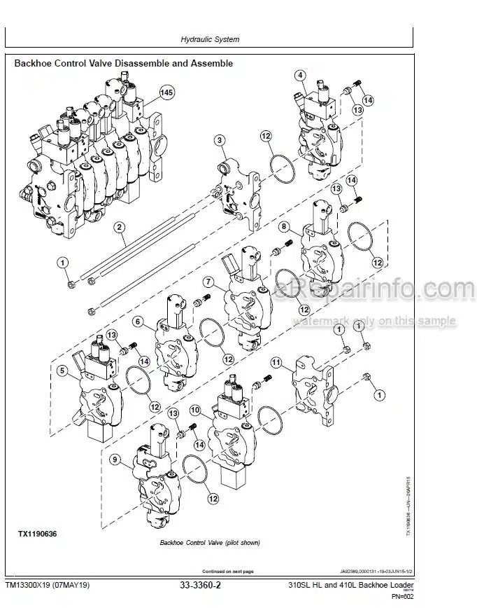 Photo 3 - John Deere 310SL HL 410L Repair Technical Manual Backhoe Loader TM13300X19