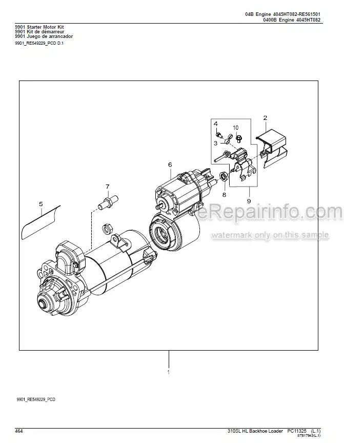 Photo 10 - John Deere 310SL HL Parts Catalog Backhoe Loader PC11325