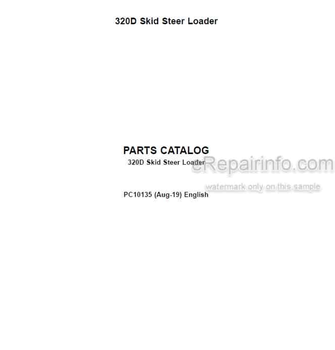 Photo 5 - John Deere 320D Parts Catalog Skid Steer Loader PC10135