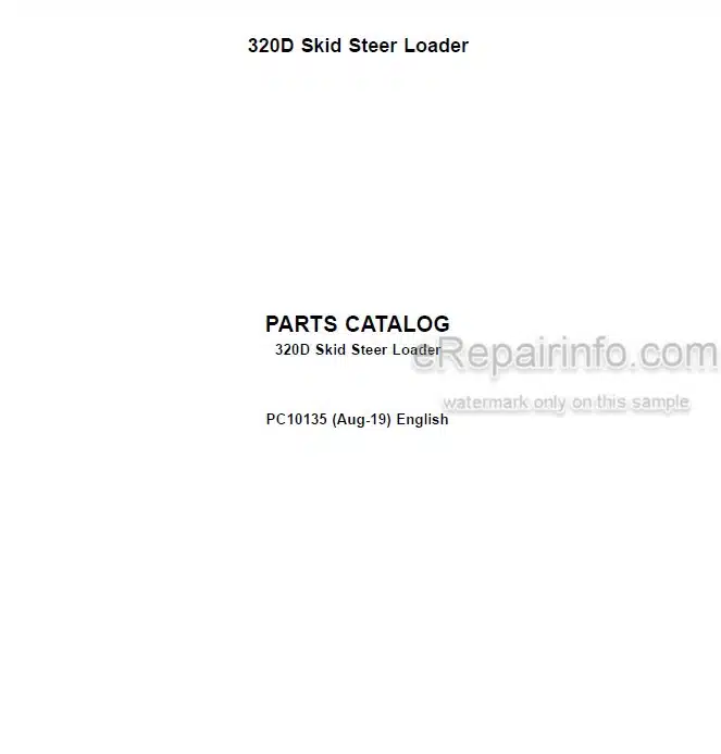 Photo 5 - John Deere 320D Parts Catalog Skid Steer Loader PC10135