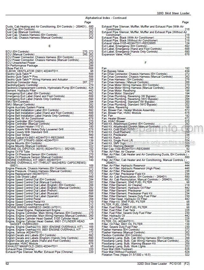 Photo 3 - John Deere 320D Parts Catalog Skid Steer Loader PC10135