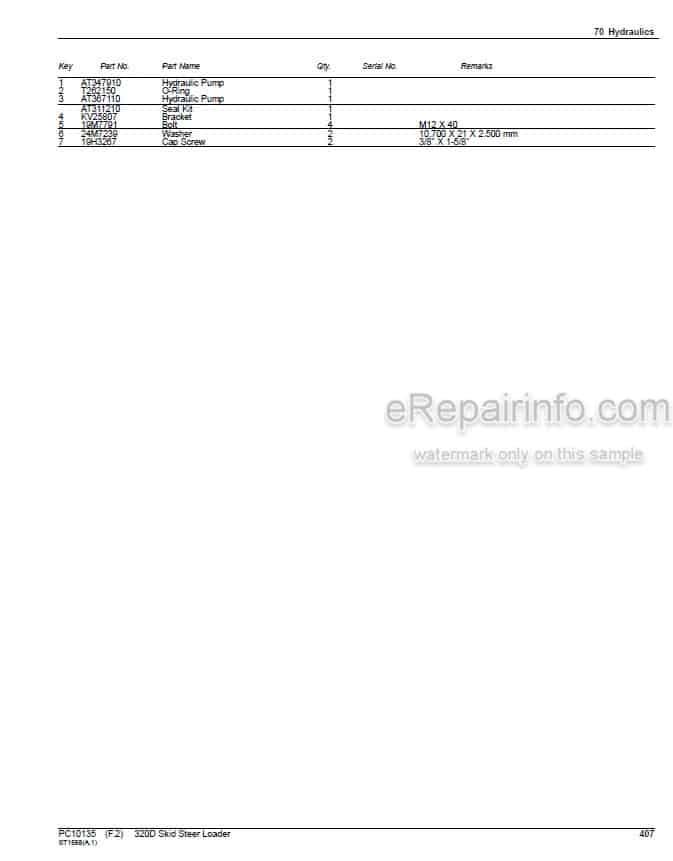Photo 4 - John Deere 320D Parts Catalog Skid Steer Loader PC10135