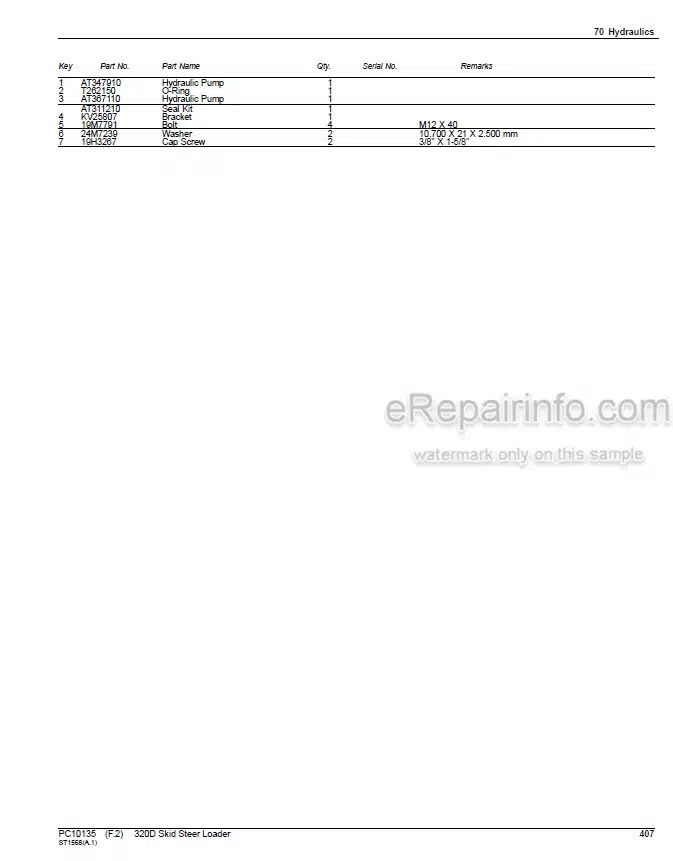 Photo 4 - John Deere 320D Parts Catalog Skid Steer Loader PC10135