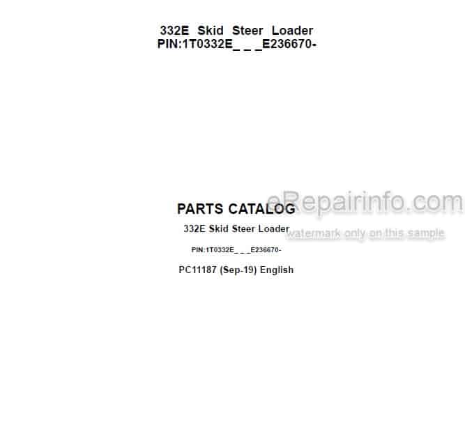 Photo 4 - John Deere 322E Parts Catalog Skid Steer Loader PC11187