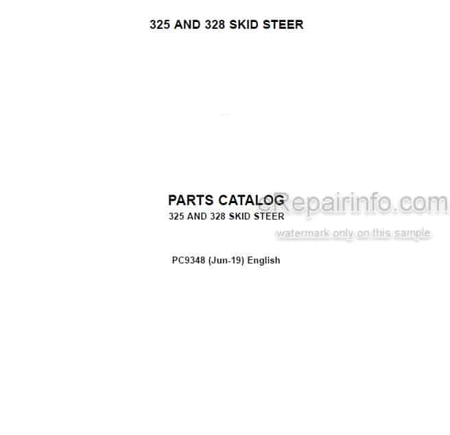 Photo 4 - John Deere 325 328 Parts Catalog Skid Steer Loader PC9348