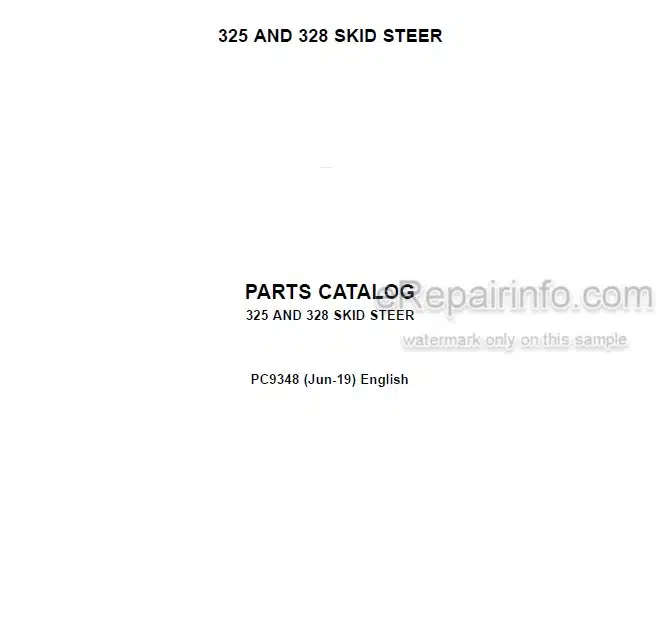 Photo 4 - John Deere 325 328 Parts Catalog Skid Steer Loader PC9348