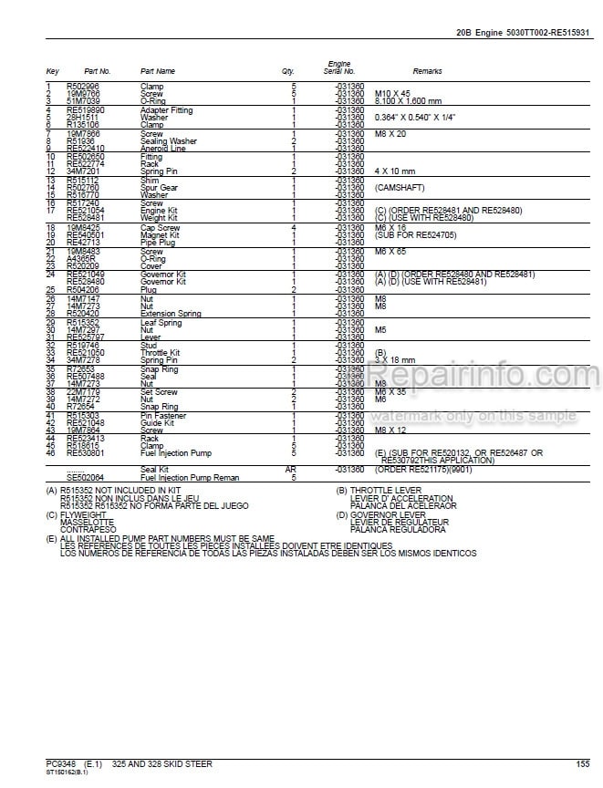 Photo 3 - John Deere 325 328 Parts Catalog Skid Steer Loader PC9348