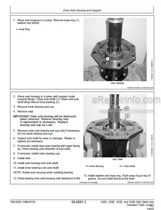 Photo 9 - John Deere 328E 329E 332E 333E Repair Technical Manual Skid Steer Compact Track Loader TM12808