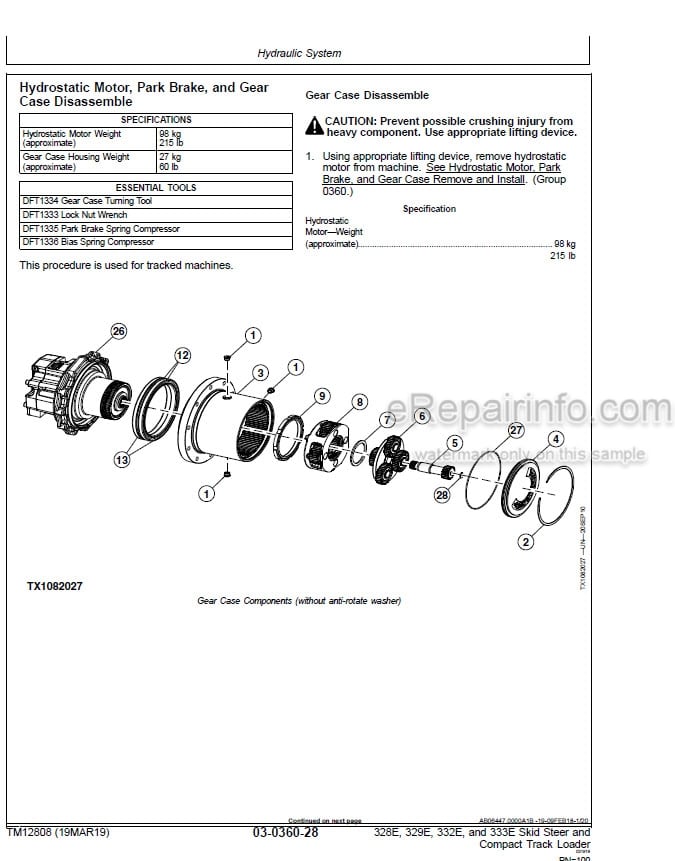 Photo 5 - John Deere 328E 329E 332E 333E Repair Technical Manual Skid Steer Compact Track Loader TM12808