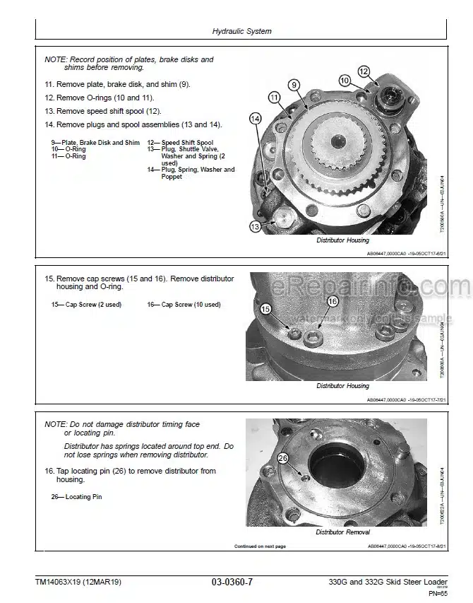 Photo 10 - John Deere 330G 332G Repair Technical Manual Skid Steer Loader TM14063X19