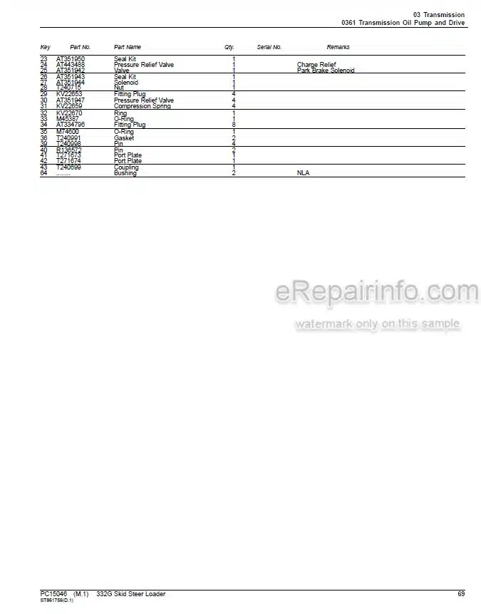 Photo 3 - John Deere 332G Parts Catalog Skid Steer Loader PC15046
