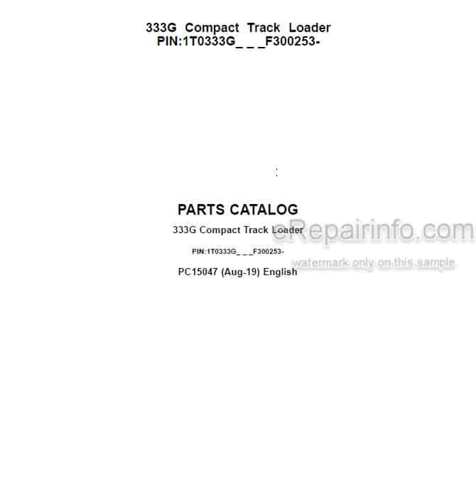 Photo 4 - John Deere 333G Parts Catalog Compact Track Loader PC15047