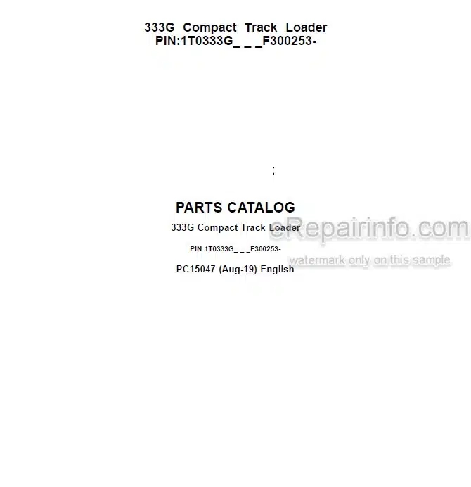 Photo 4 - John Deere 333G Parts Catalog Compact Track Loader PC15047