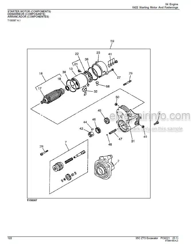 Photo 1 - John Deere 35C ZTS Parts Catalog Compact Excavator PC9221