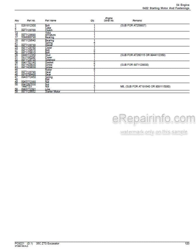 Photo 5 - John Deere 35C ZTS Parts Catalog Compact Excavator PC9221